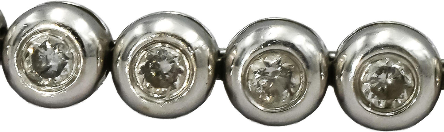 14k White Gold Round Bezel Set Diamond Tennis Bracelet 1.45CT