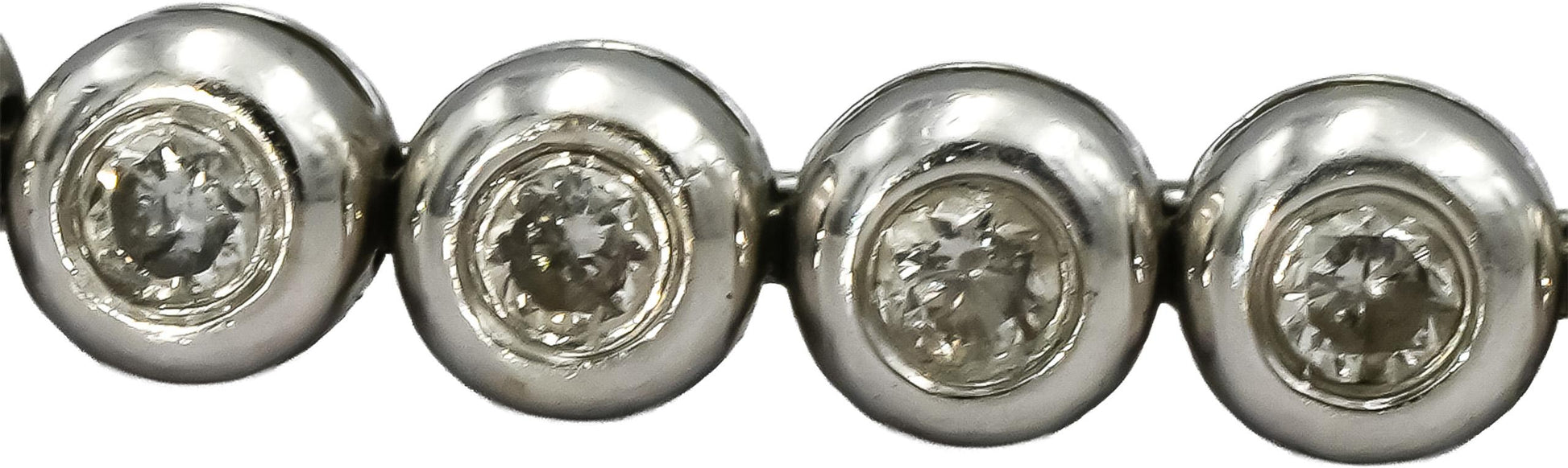 14k White Gold Round Bezel Set Diamond Tennis Bracelet 1.45CT