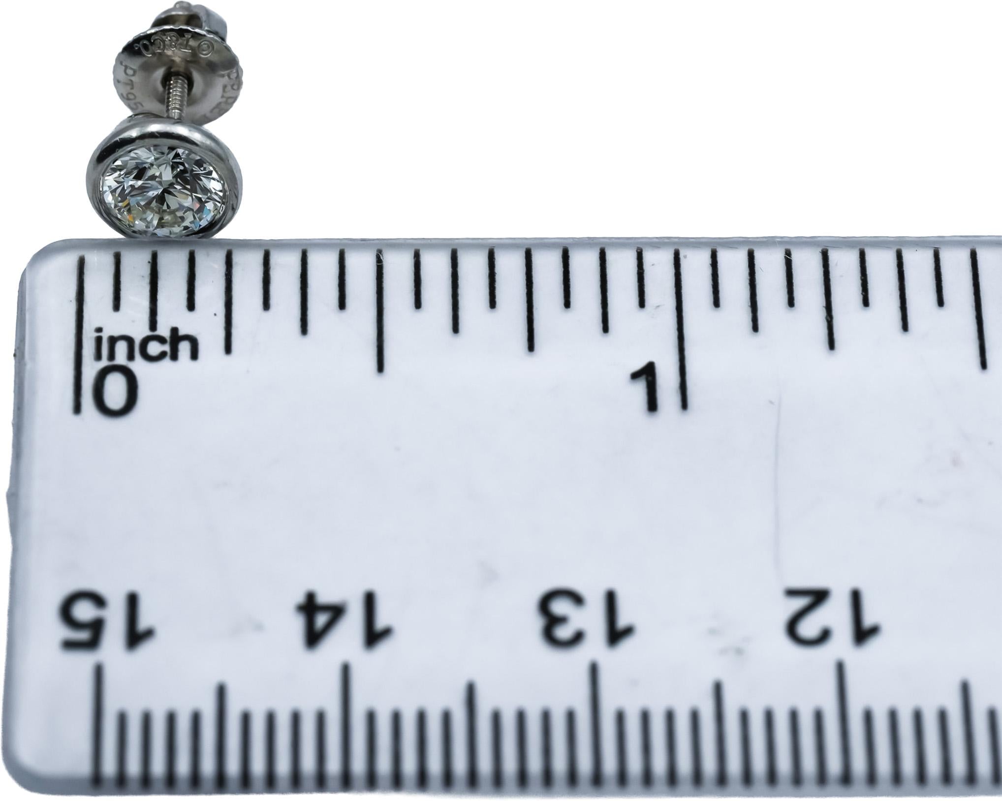 TIFFANY & CO. Platinum VS Round Diamond Peretti Stud Earrings 1.30CT w/ Box