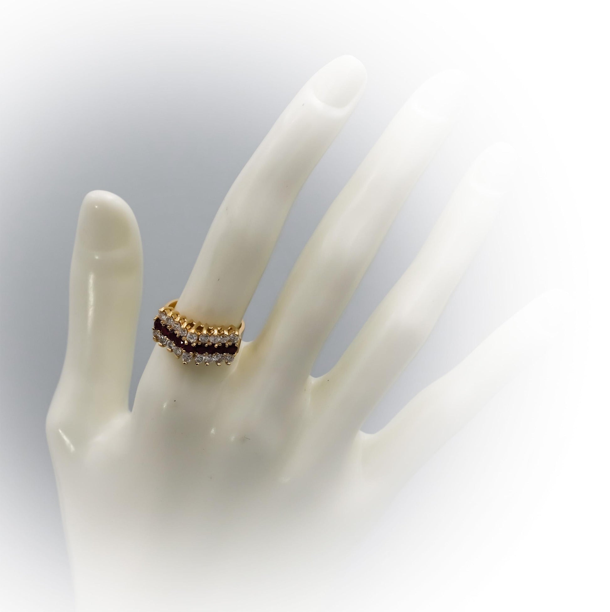 14k Yellow Gold Round Diamond and Ruby Cocktail Ring 1.50CT Size 6.25