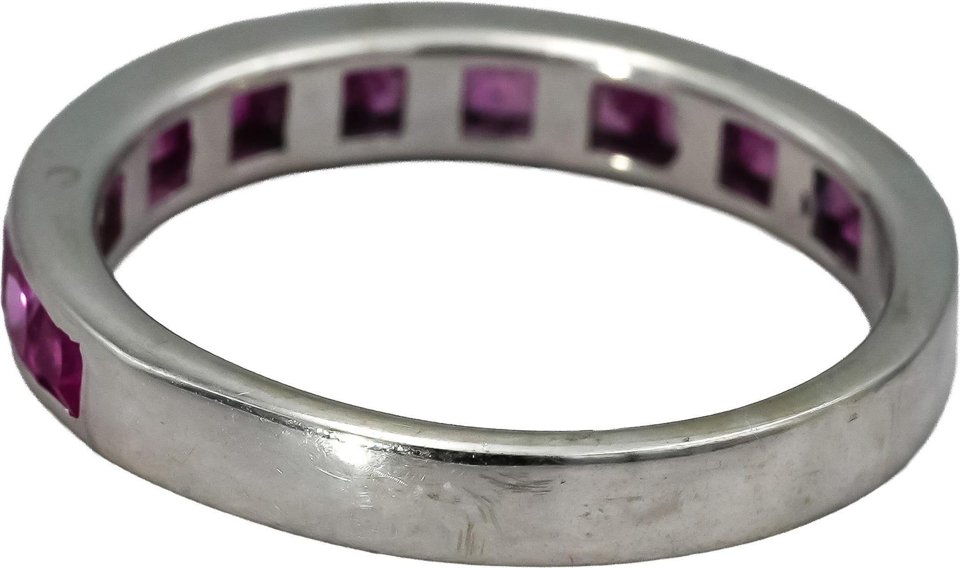 14k White Gold Pink Sapphire Eternity Band Ring 0.75CT Size 5