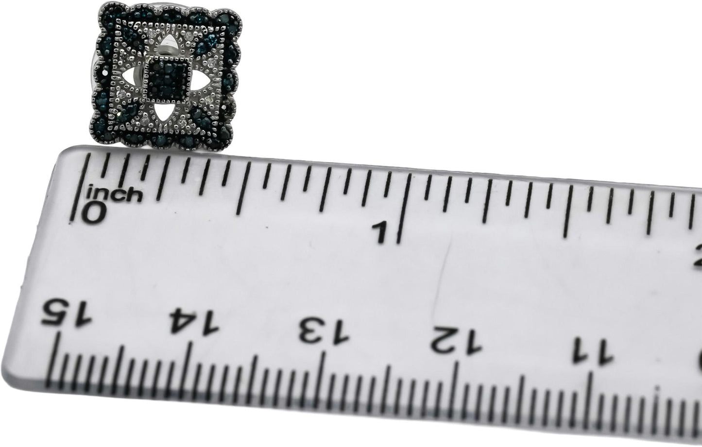 14k White Gold White and Blue Diamond Stud Earrings 0.50CT