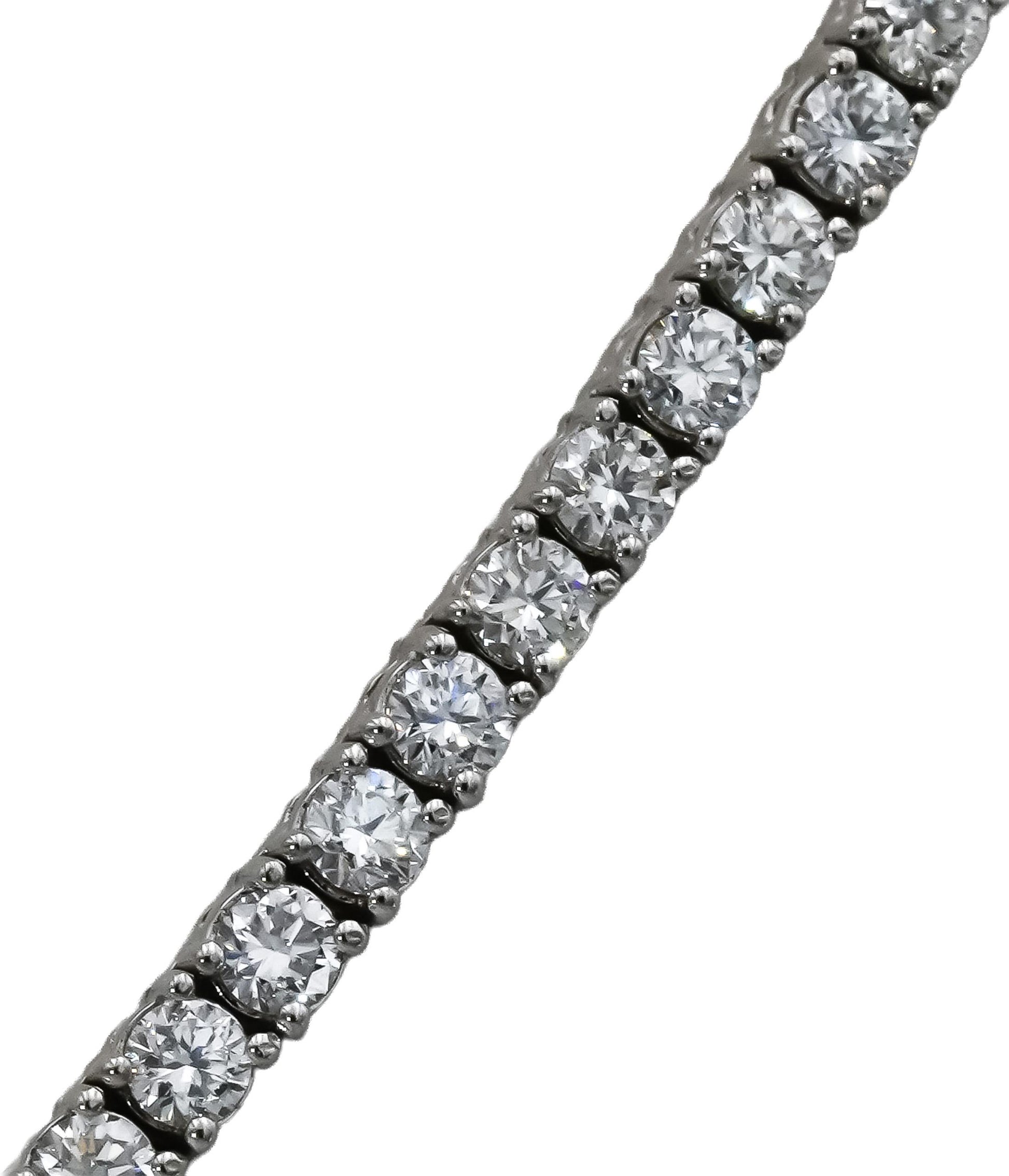 14k White Gold VS Round Diamond Graduated Riviera Necklace 7.78CT 176 Pieces