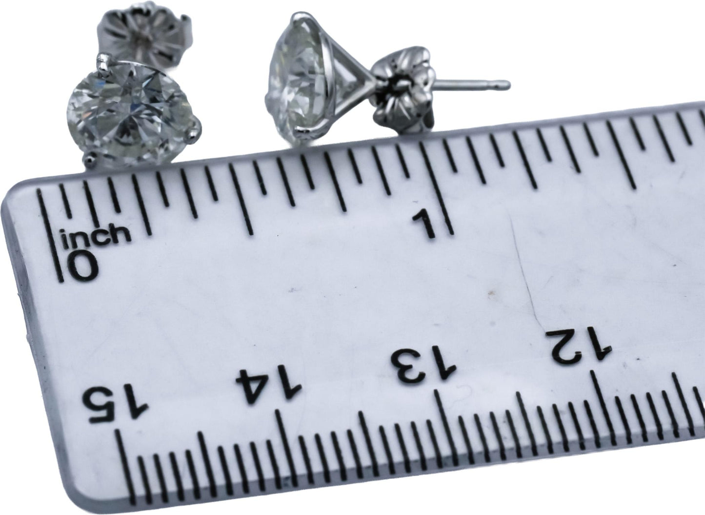 14k White Gold Round Diamond Martini Setting Stud Earrings 4.26CT