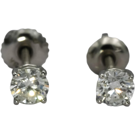 18k White Gold Round Diamond Stud Screw Back Earrings 0.75CT