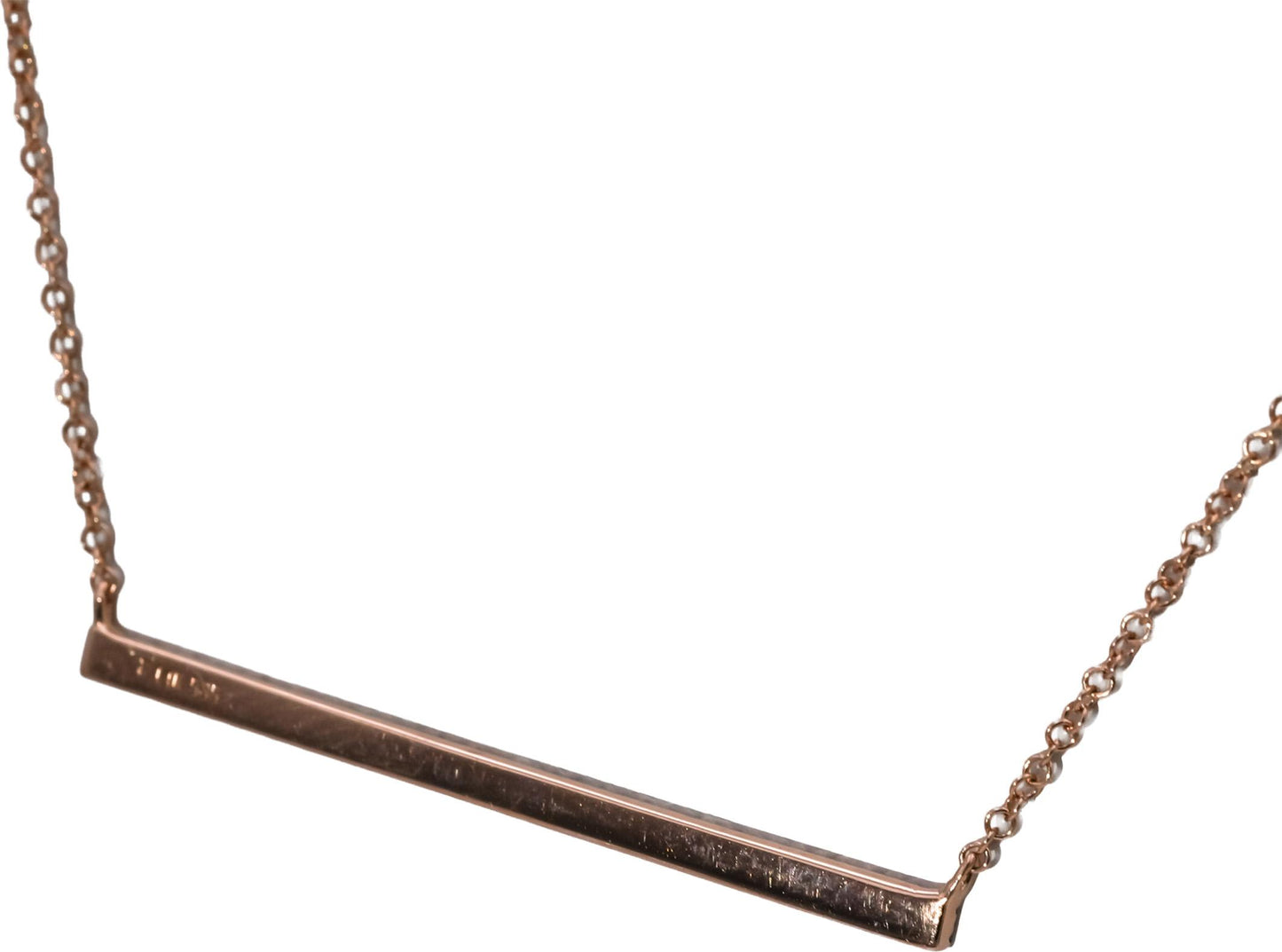14k Rose Gold Round Diamond Bar Pendant Necklace 0.20CT