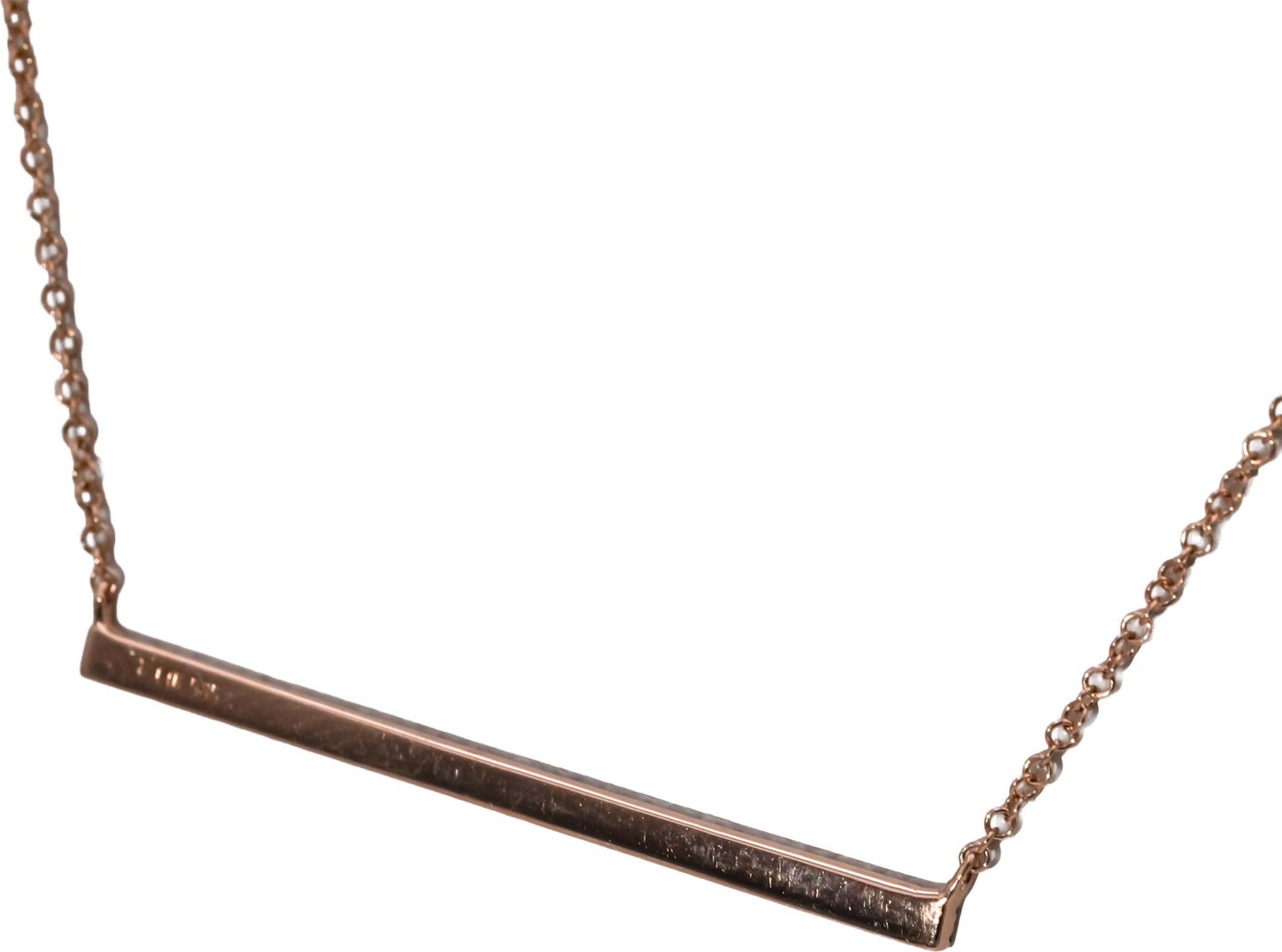 14k Rose Gold Round Diamond Bar Pendant Necklace 0.20CT