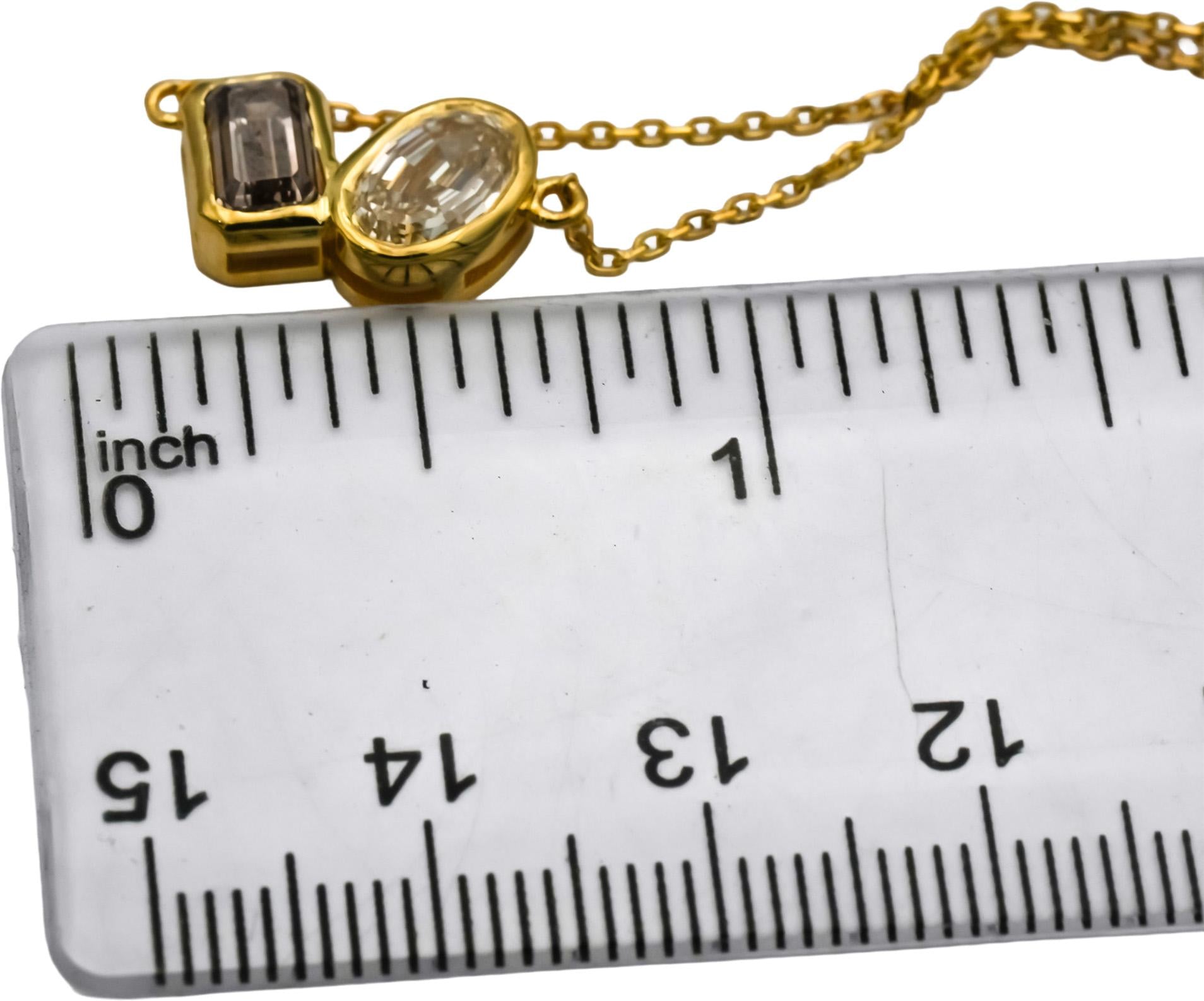 14k Yellow Gold VS Emerald Cut & Oval Step Cut Diamond Pendant Necklace 2.03CT