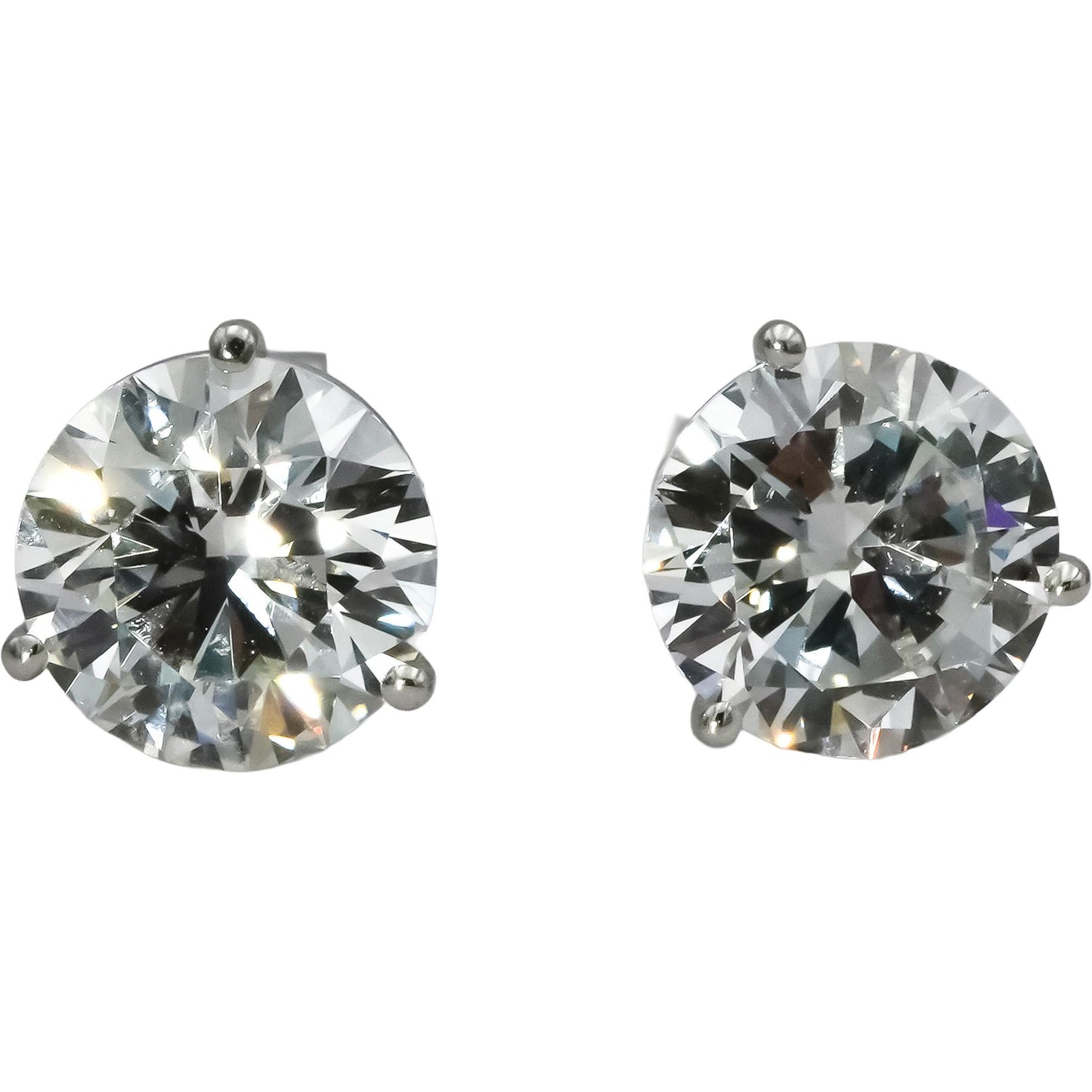 14k White Gold VS Round Lab-Grown Diamond Martini Setting Stud Earrings 5.08CT