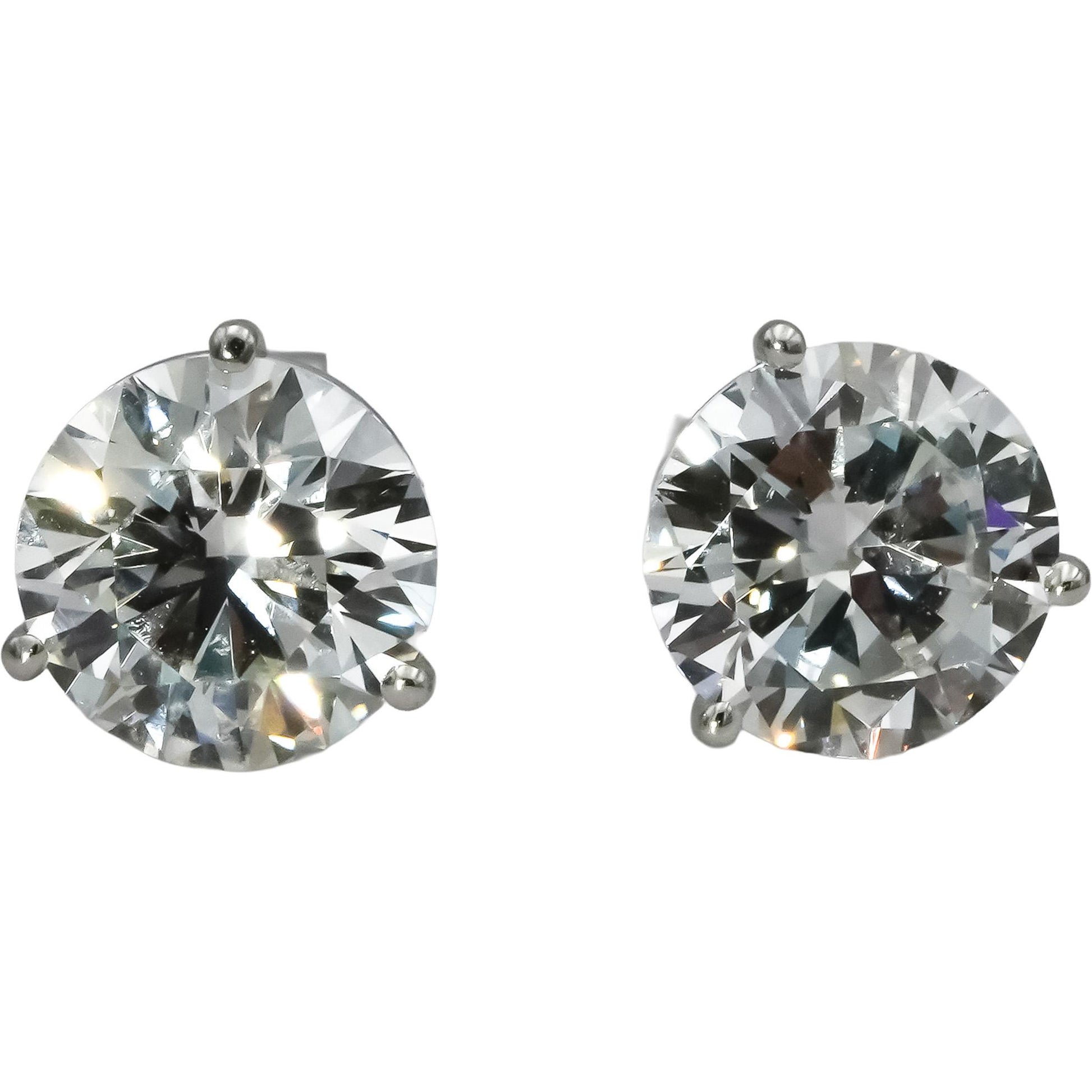 14k White Gold VS Round Lab-Grown Diamond Martini Setting Stud Earrings 5.08CT