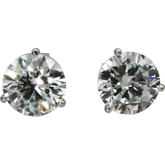 14k White Gold VS Round Lab-Grown Diamond Martini Setting Stud Earrings 5.08CT