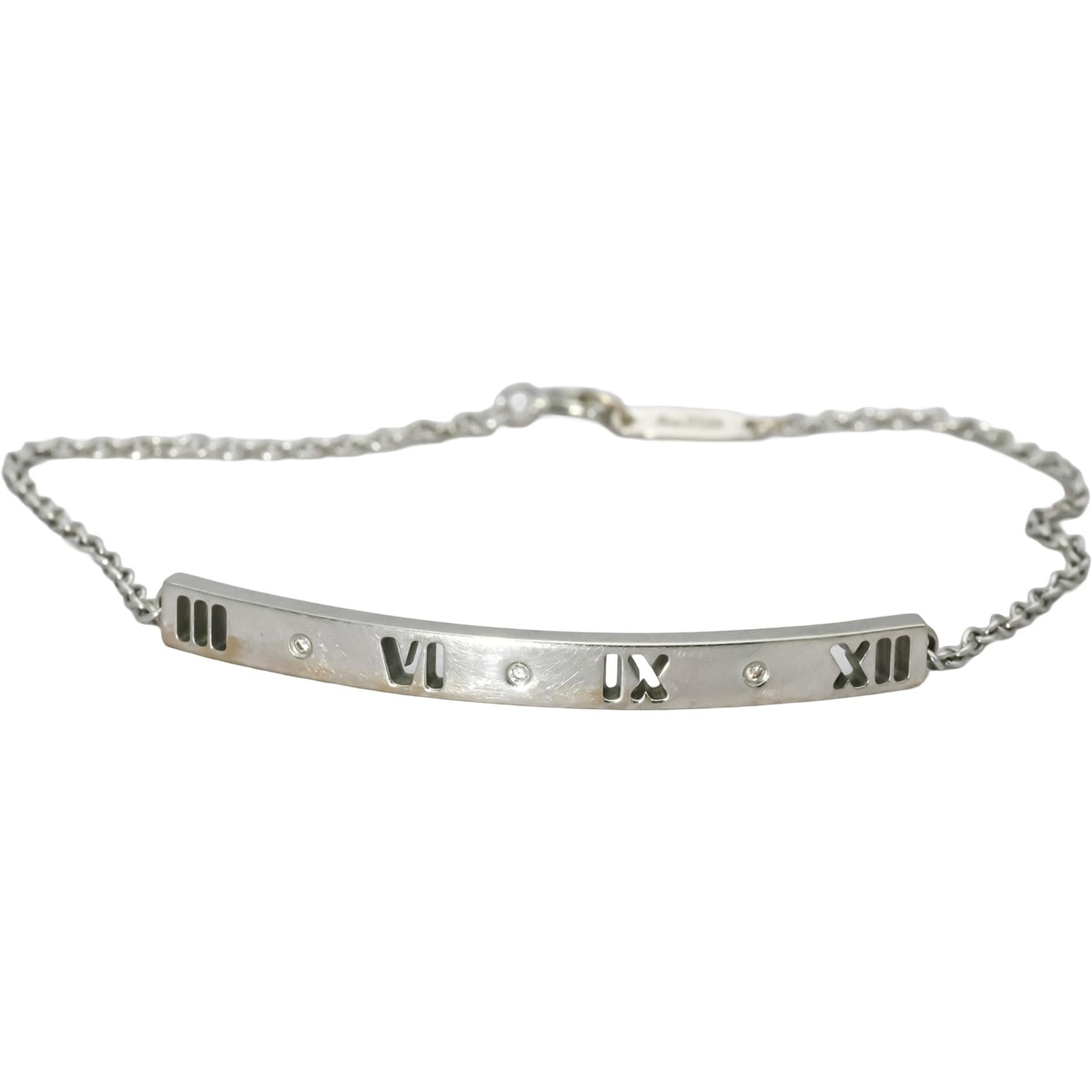 TIFFANY & CO. 18k White Gold Diamond Atlas ID Bracelet