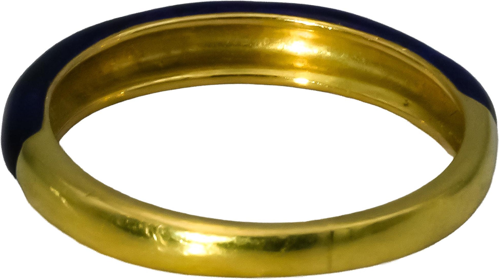 HIDALGO 18k Yellow Gold Blue Enamel Band Ring Size 6.25