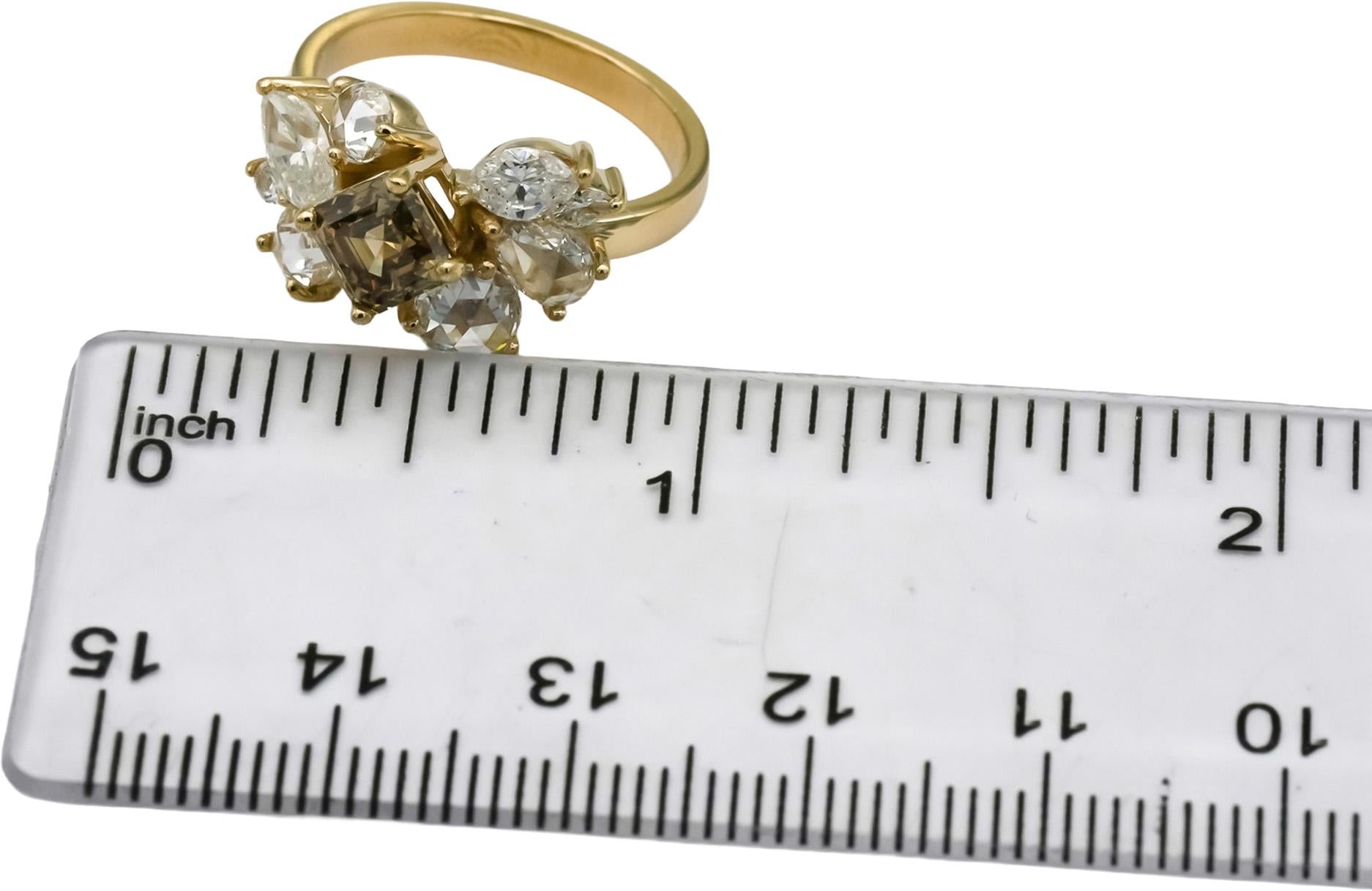 14k Yellow Gold VS Mixed Cuts Diamond Cocktail Ring 2.68CT Size 6.5
