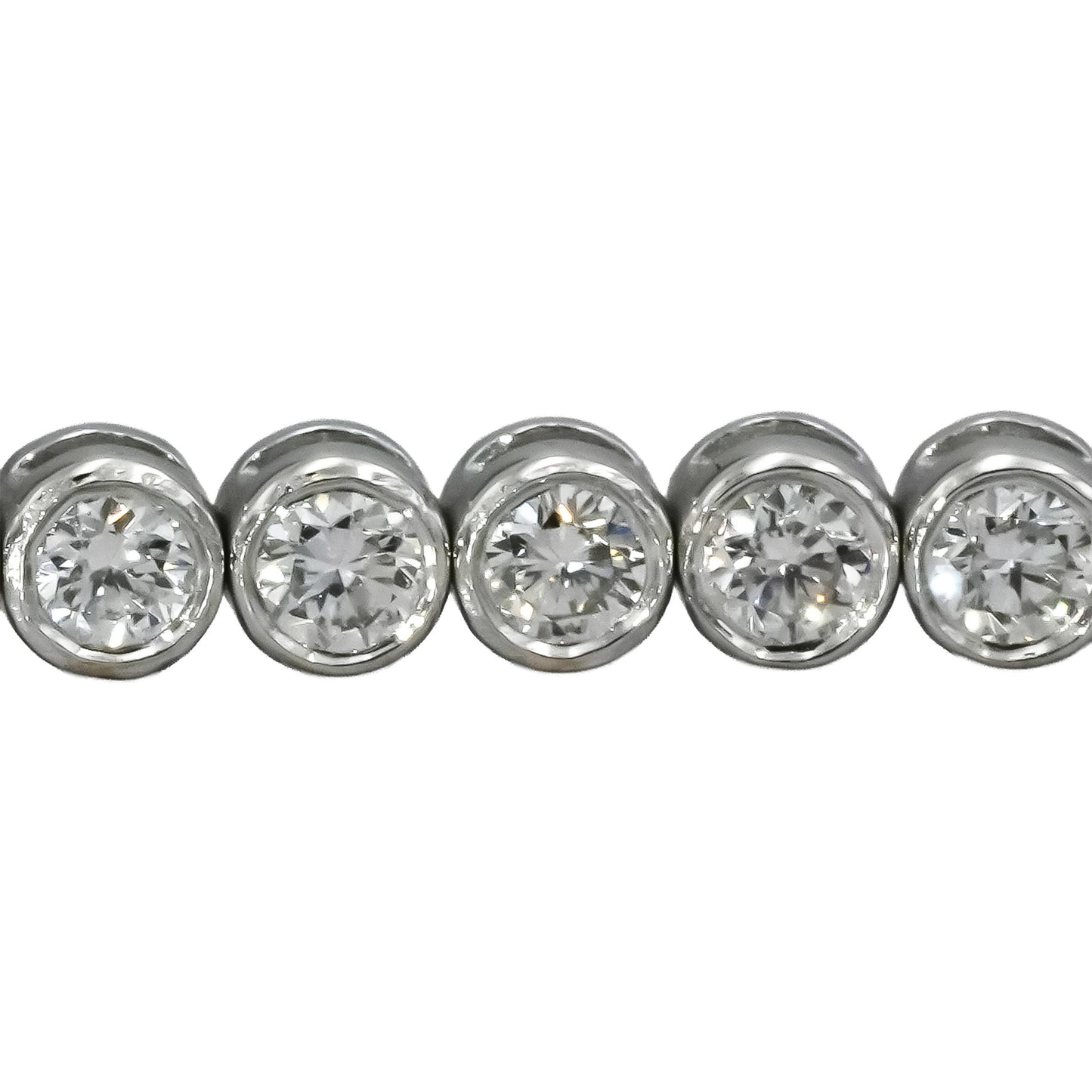 14k White Gold VS Round Bezel Set Diamond Tennis Bracelet 1.94CT