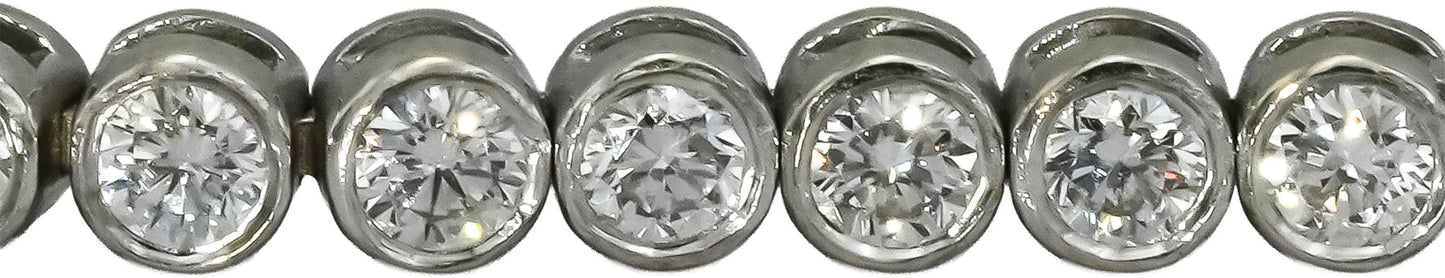 14k White Gold VS Round Bezel Set Natural Diamond Tennis Bracelet 1.95CT