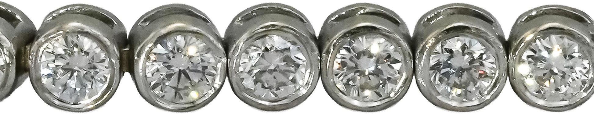 14k White Gold VS Round Bezel Set Natural Diamond Tennis Bracelet 1.95CT