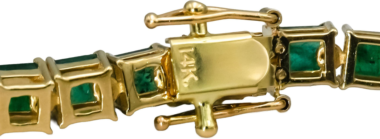 14k Yellow Gold Emerald Tennis Bracelet 7.50CT