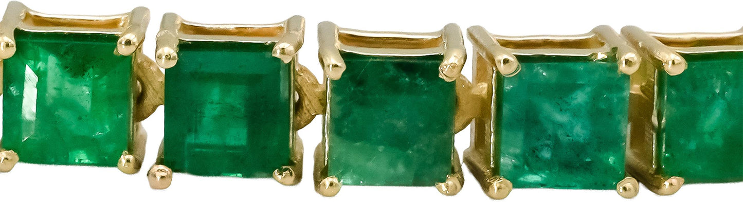 14k Yellow Gold Emerald Tennis Bracelet 7.50CT