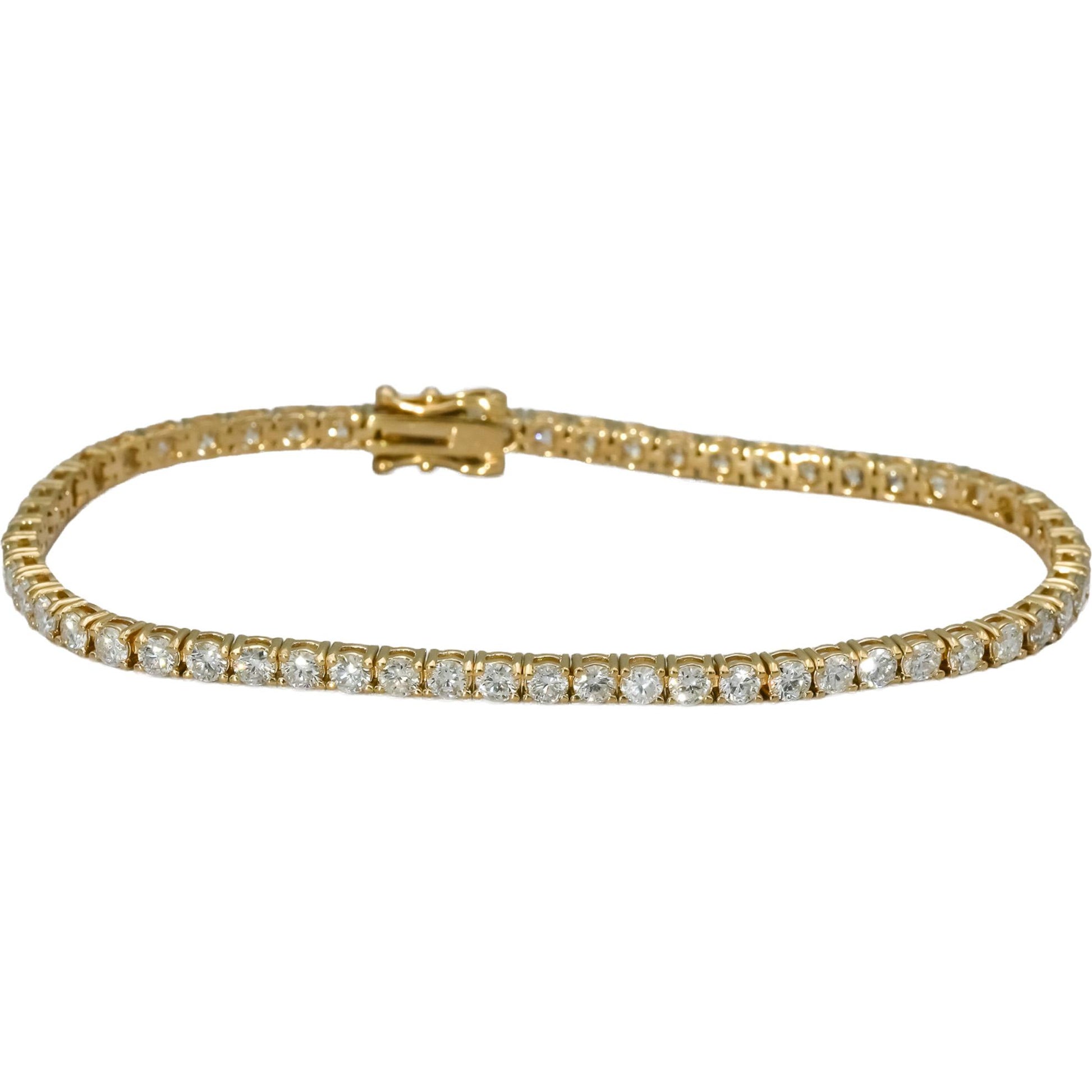 14k Yellow Gold Round Natural Diamond Tennis Bracelet 4.55CT