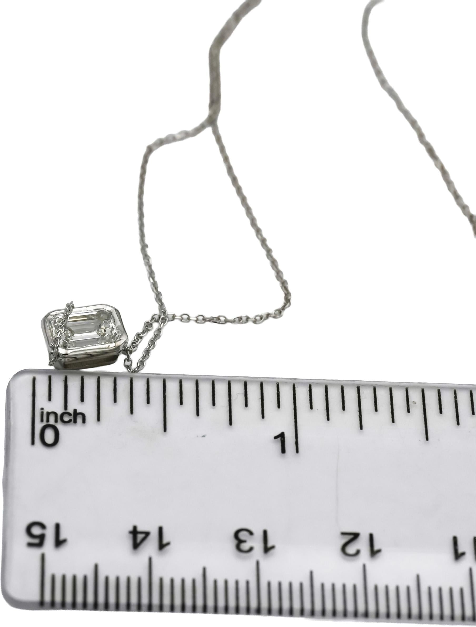 14k White Gold VS Emerald Cut Lab-Grown Diamond Pendant Necklace 1.62CT