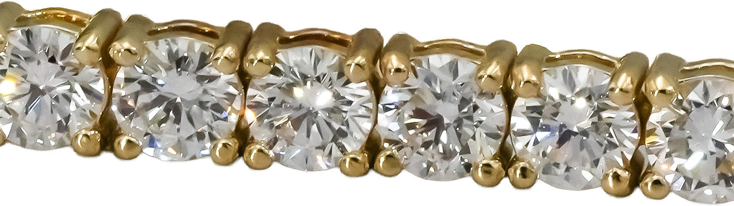 14k Yellow Gold VS Round Lab-Grown Diamond Tennis Bracelet 7.55CT