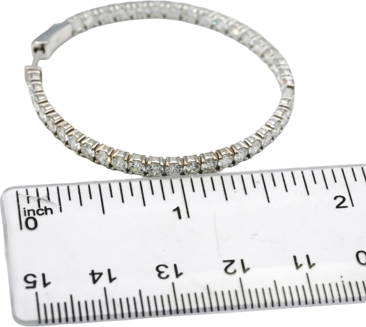 14k White Gold VS Round Lab-Grown Diamond Inside Out Hoop Earrings 5.61CT