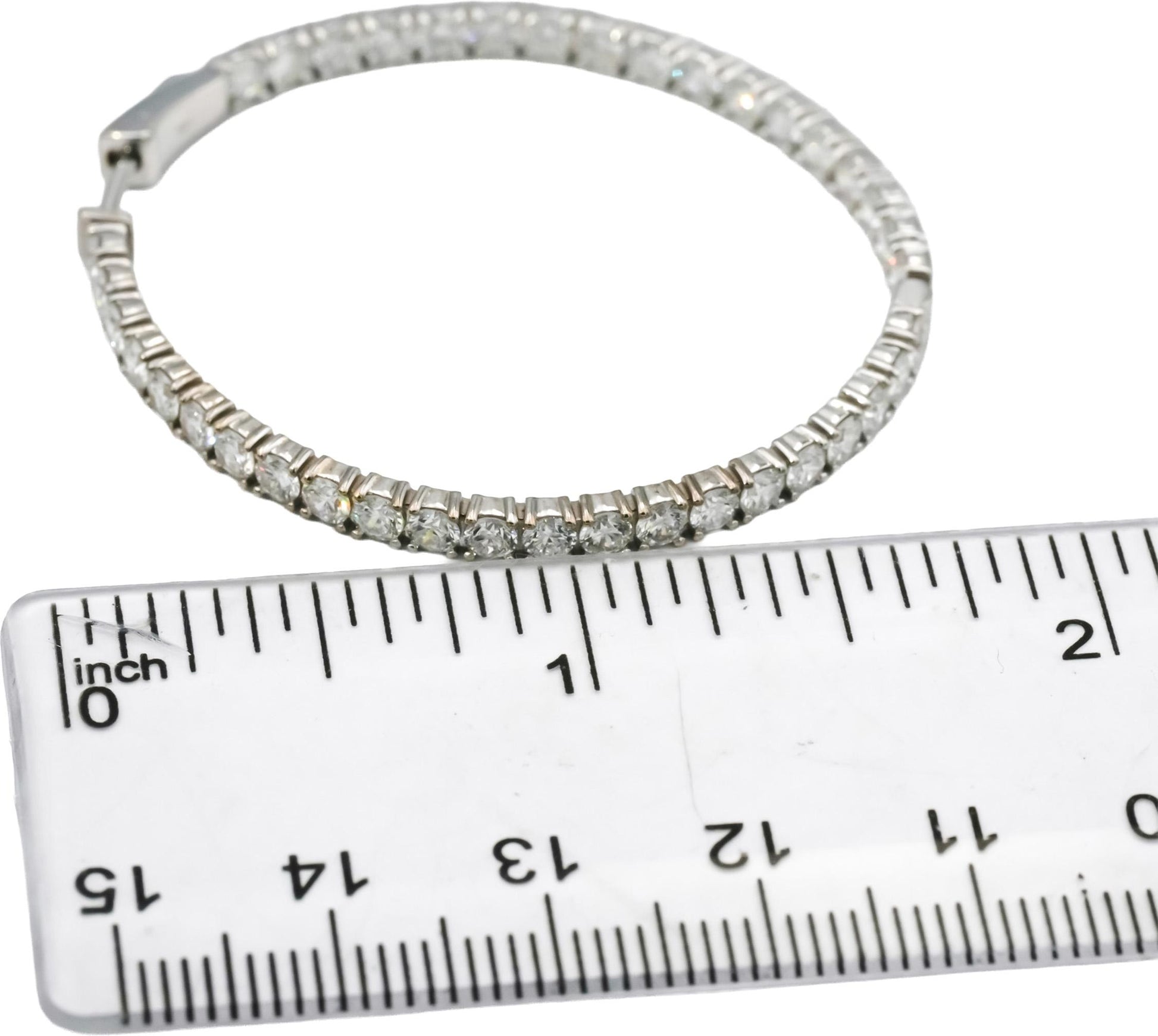 14k White Gold VS Round Lab-Grown Diamond Inside Out Hoop Earrings 5.61CT