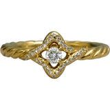 DAVID YURMAN 18k Yellow Gold Diamond Venetian Quatrefoil Ring 0.18CT Size 6