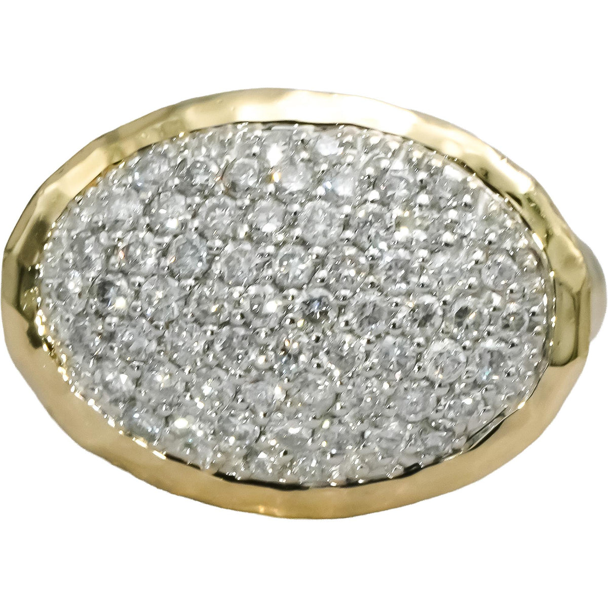 14k Yellow Gold Round Diamond Pave Cluster Cocktail Ring 1.0CT Size 6.75