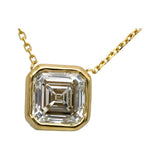 IGI 14k Yellow Gold VVS2/G Asscher Cut Lab-Grown Diamond Pendant Necklace 3.91CT