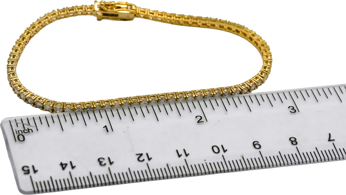 14k Yellow Gold VS Round Natural Diamond Tennis Bracelet 3.20CT