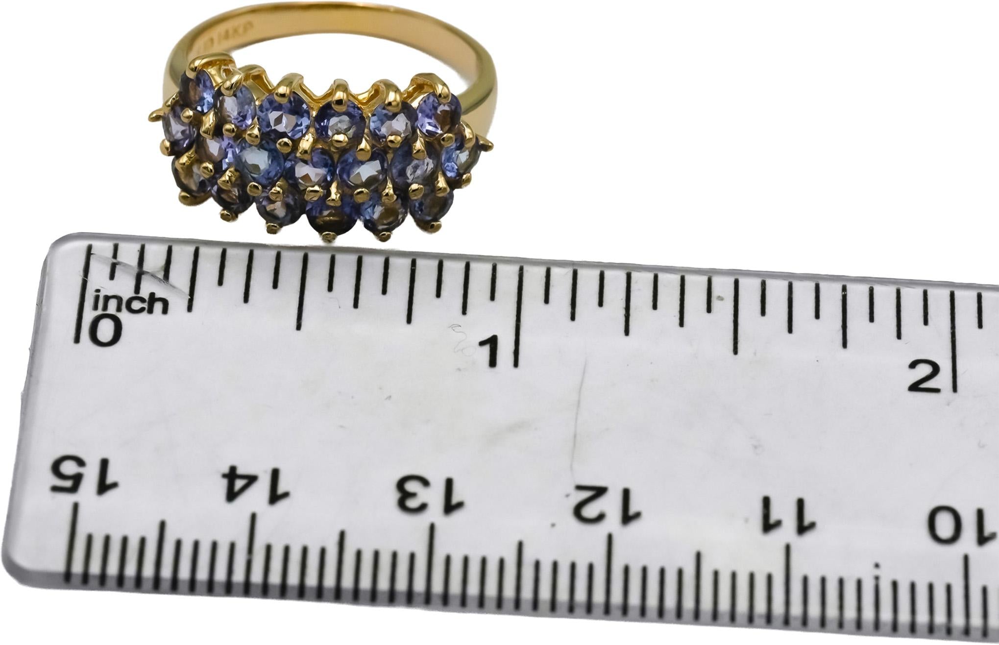 14k Yellow Gold Round Tanzanite Cluster Ring 1.50CT Size 6.75