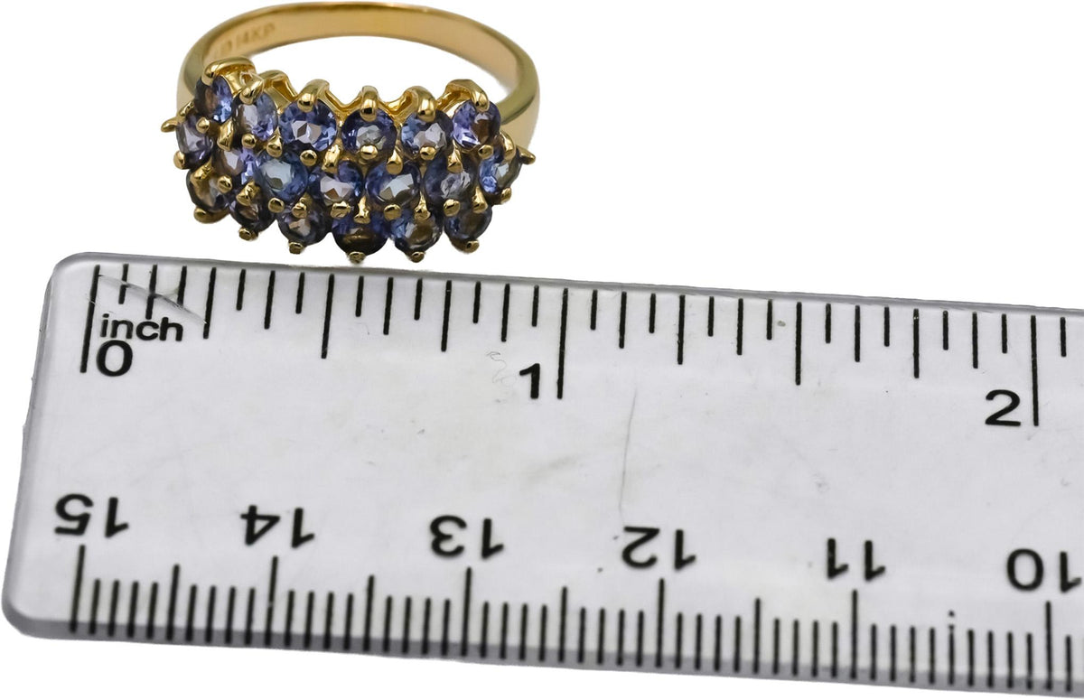 14k Yellow Gold Round Tanzanite Cluster Ring 1.50CT Size 6.75