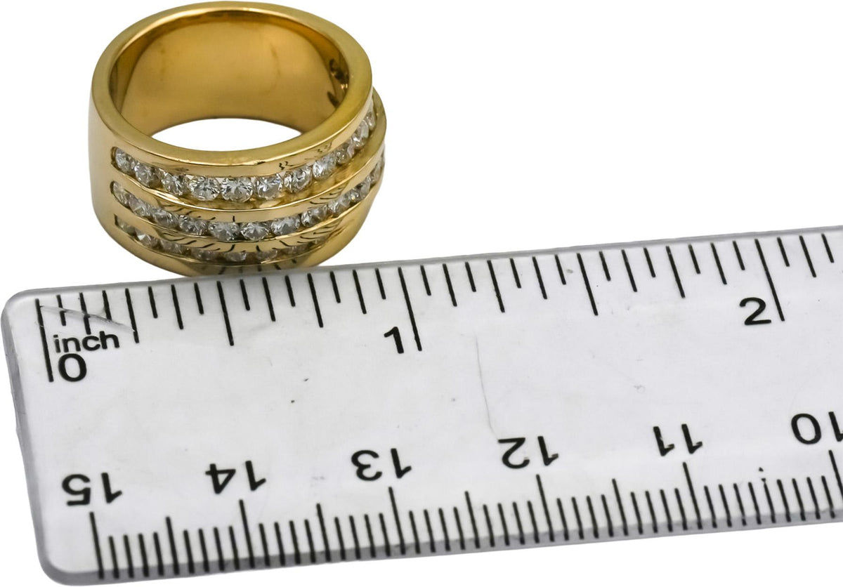 14k Yellow Gold VS Round Channel Set Three Row Band Ring 1.75CT Size 5.75