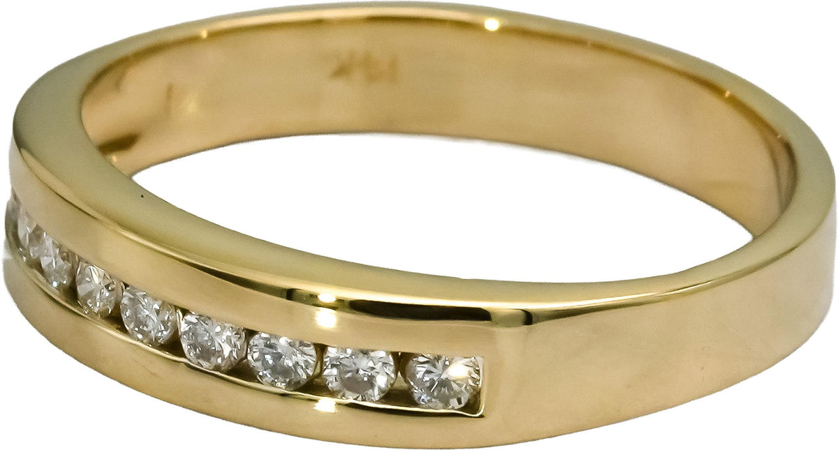 10k Yellow Gold Round Channel Set Diamond Men's Band Ring 0.25CT Size 9.75
