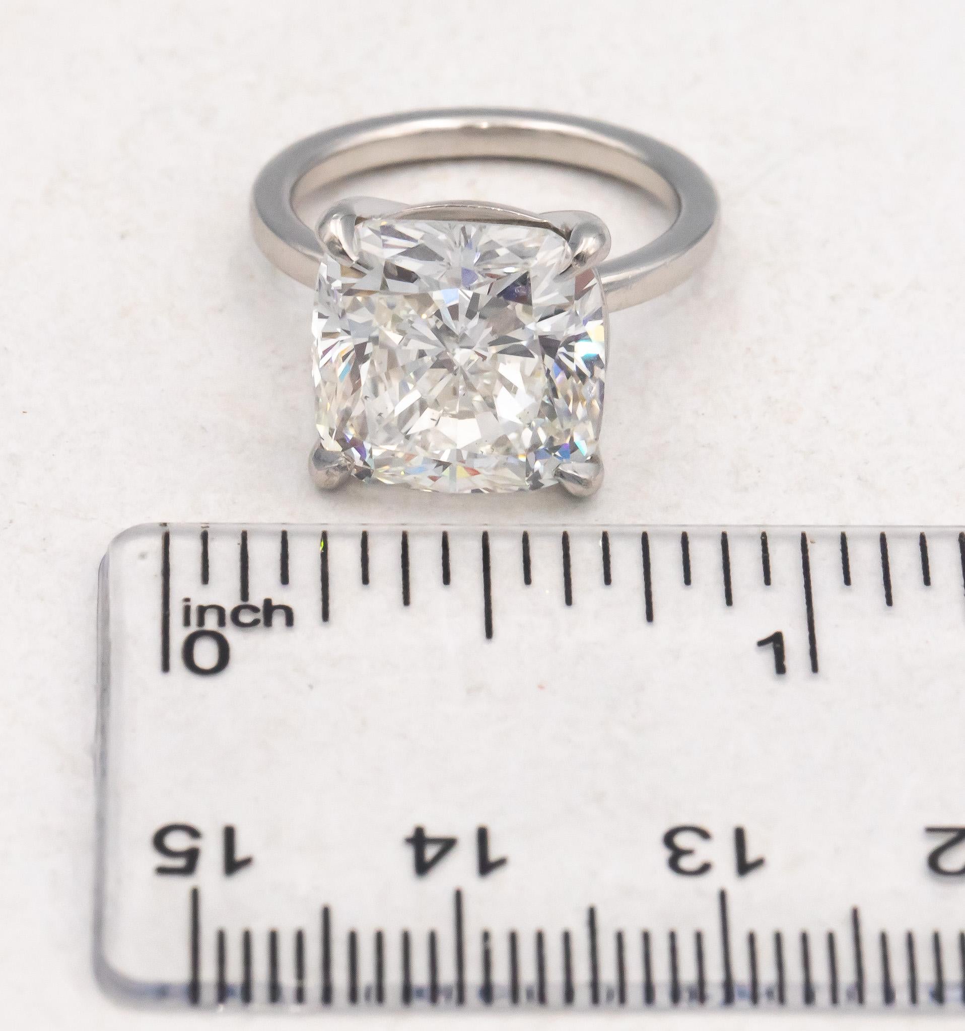GIA Certified Natural Cushion Cut Diamond Platinum Solitaire Ring G/VS2 9.08CT