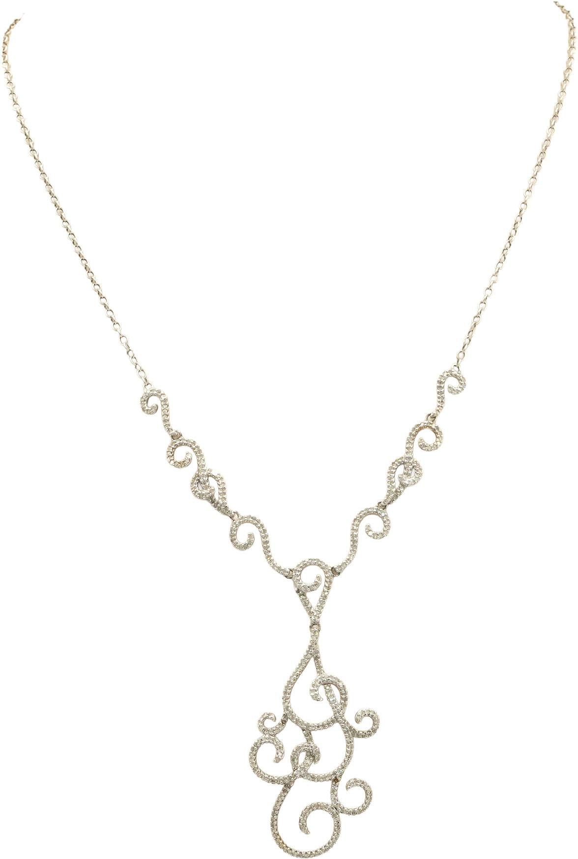 14k White Gold 1.0CT Diamond Formal Chain Necklace