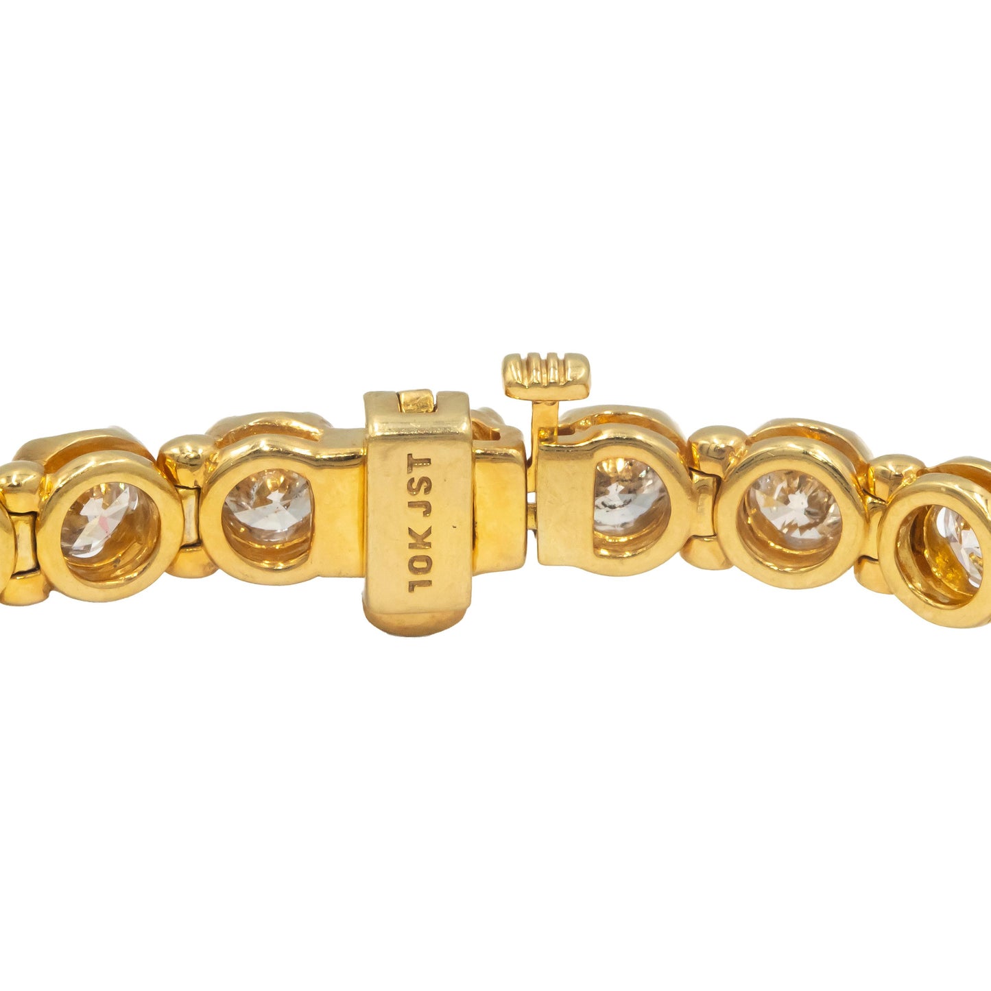 Diamond Round Cut 10k Yellow Gold Fancy Tennis Bracelet 10.0CT