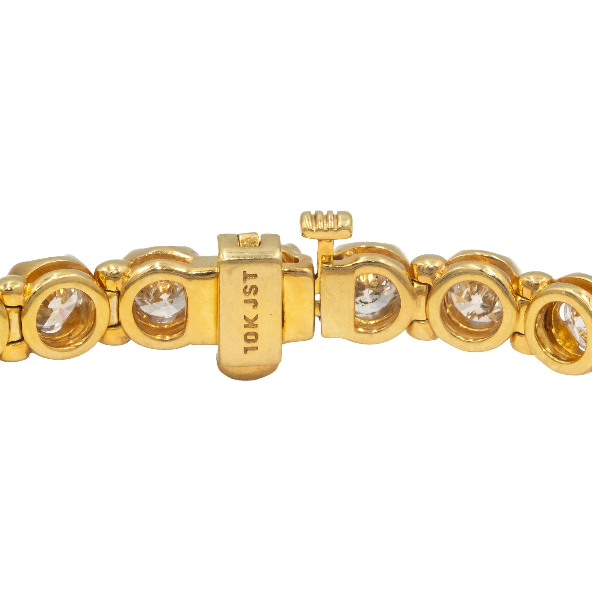 Diamond Round Cut 10k Yellow Gold Fancy Tennis Bracelet 10.0CT