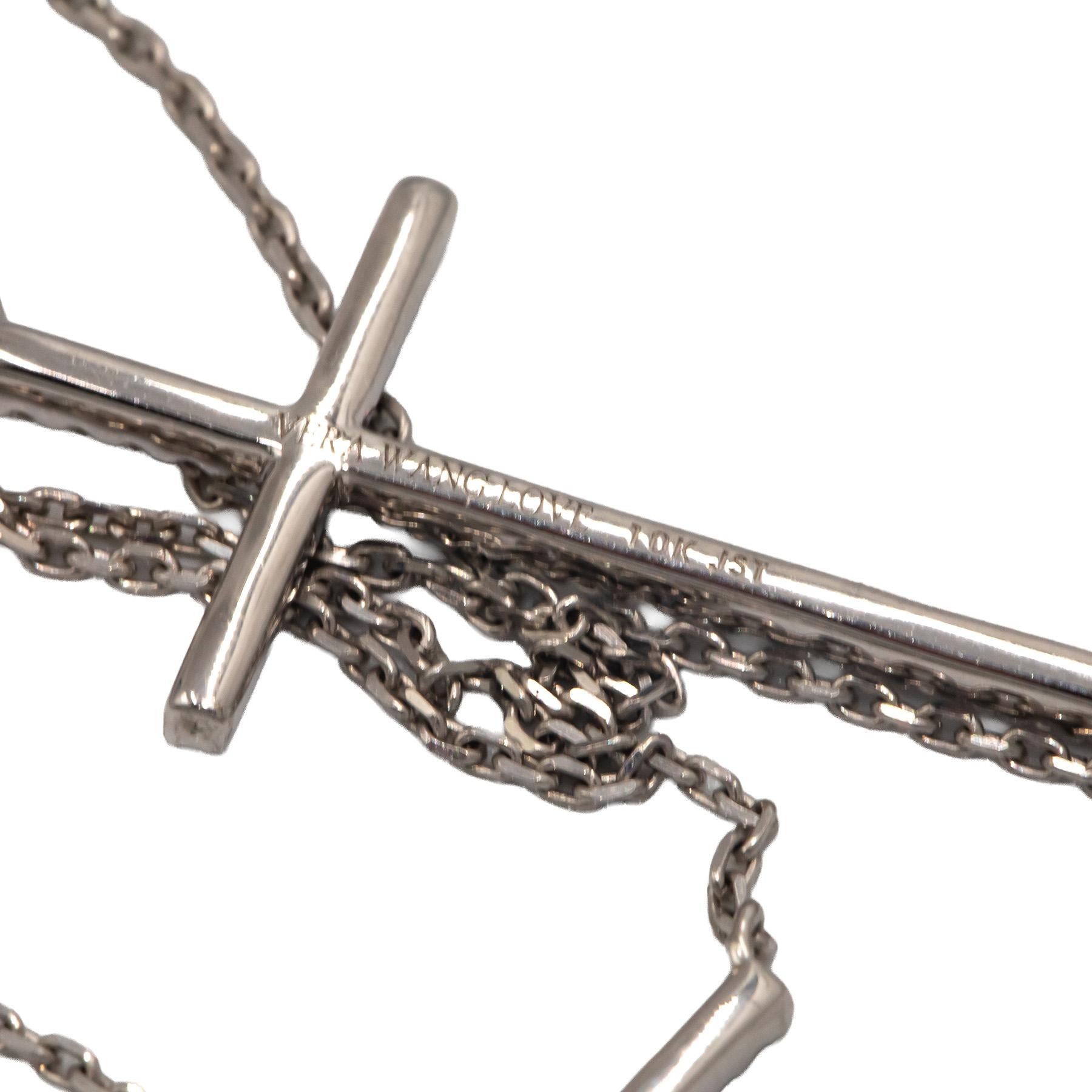 Vera Wang Love Collection 10K White Gold Diamond Sapphire Cross Necklace