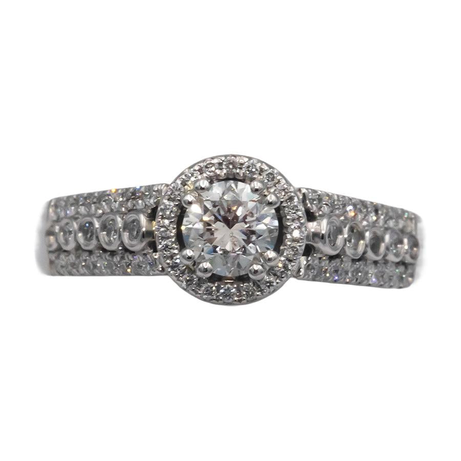 Platinum 1.50CT Diamond Halo Engagement Ring Size 7 w/ 0.45CT Center