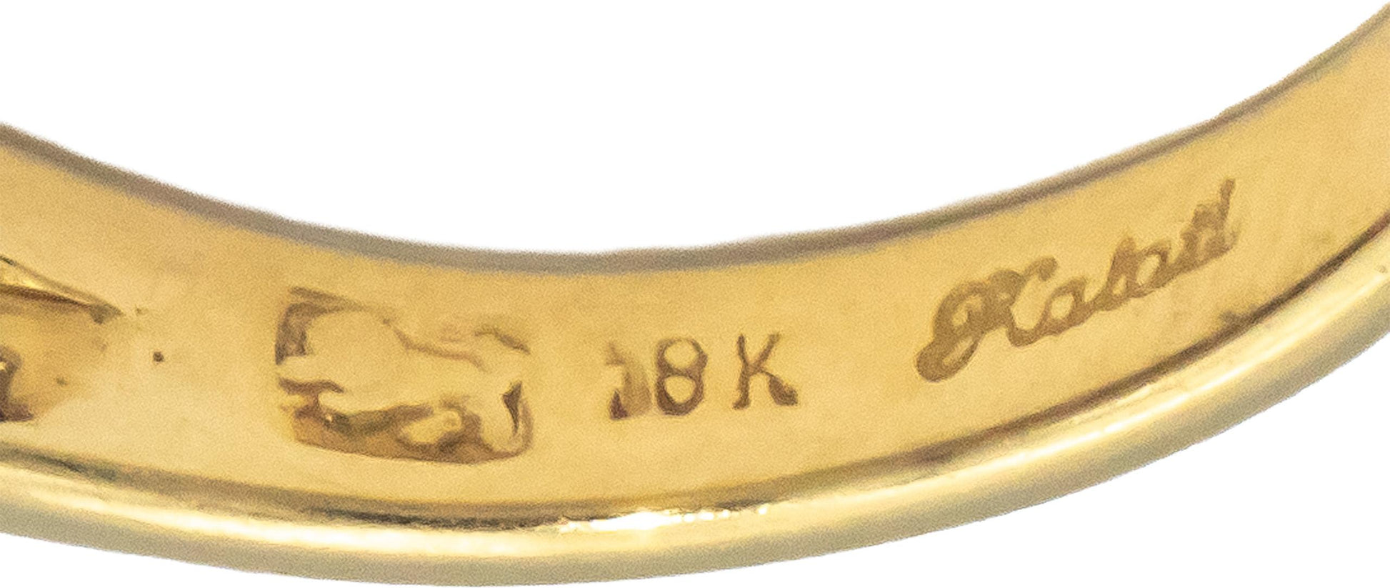 Designer 18k Gold Round Diamond and Square Ruby Band Ring 0.35CT Size 7