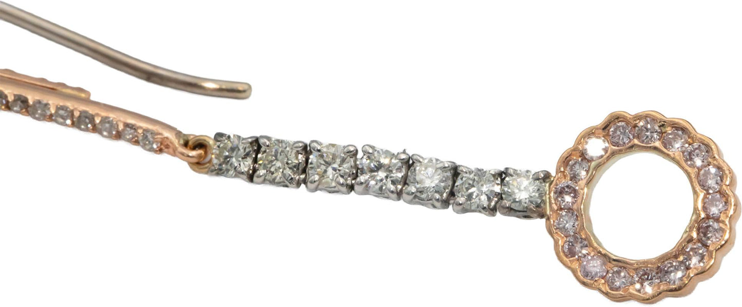 KOZI Designer 14k Rose & White Gold 1.50CT VS Diamond Drop Dangle Earrings