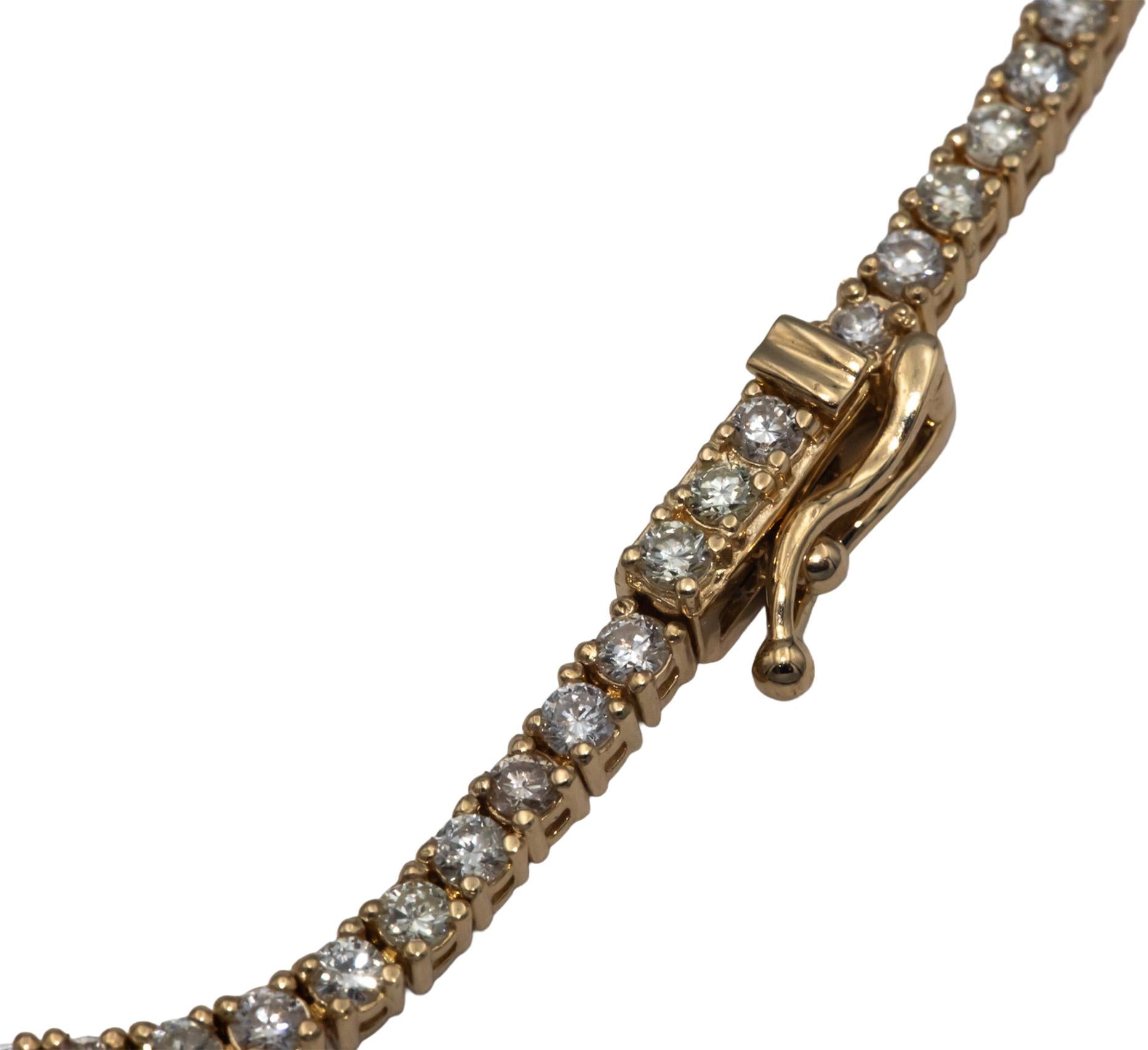 14k Yellow Gold Jewelry Round Cut Diamond Tennis Necklace 5.46CT