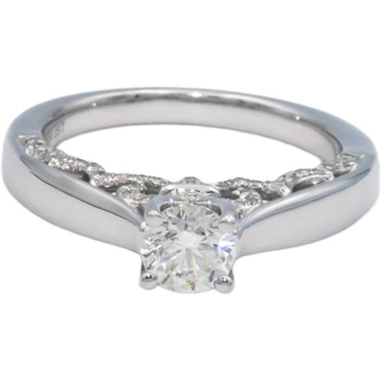 14k White Gold 1.0CT Round Cut Diamond Engagement Ring w/ 0.60CT Center Size 7