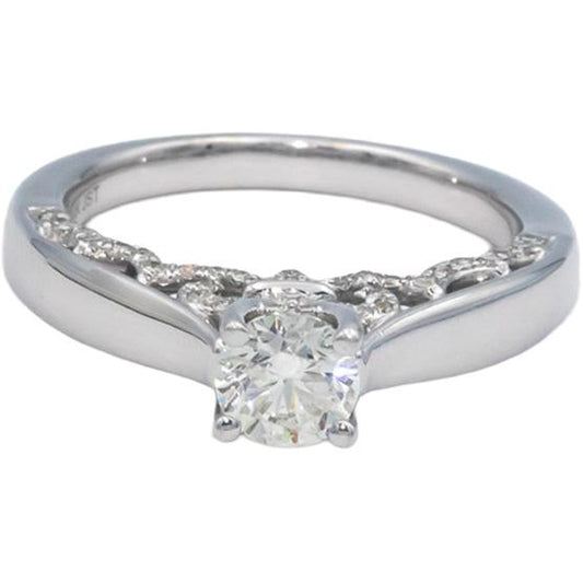 14k White Gold 1.0CT Round Cut Diamond Engagement Ring w/ 0.60CT Center Size 7