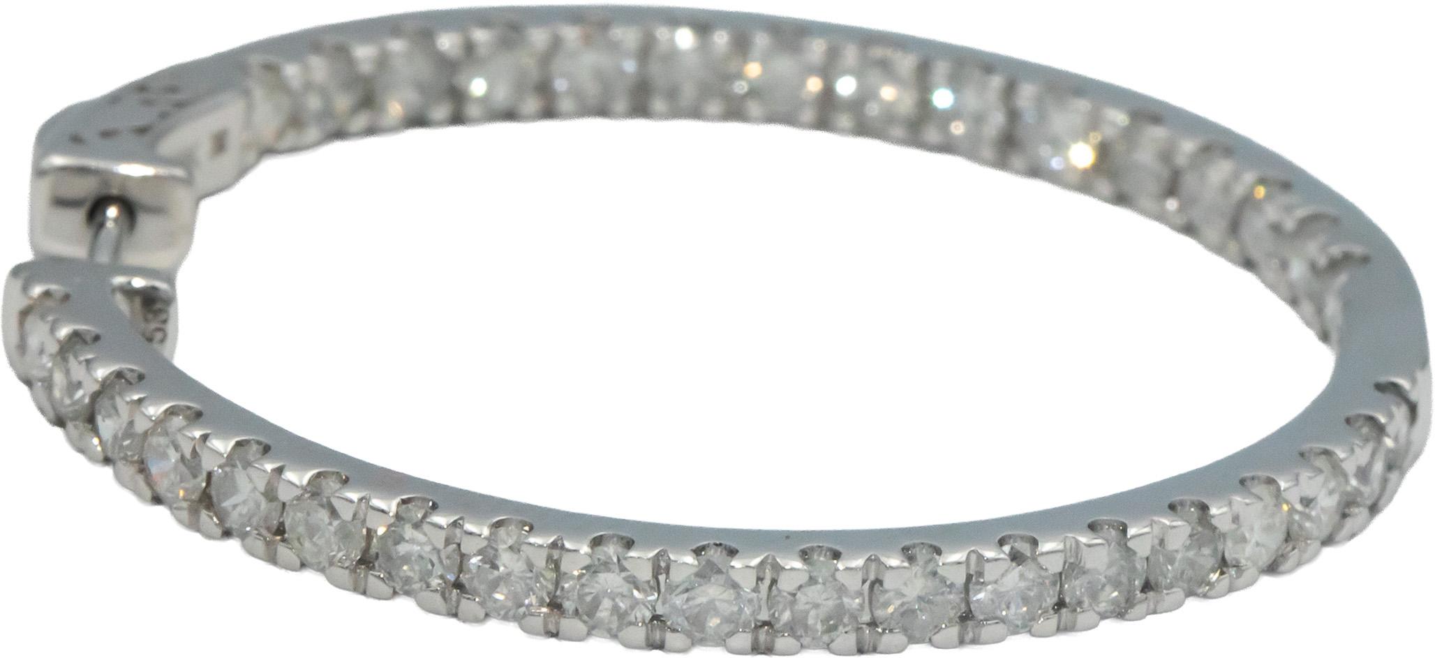 10k White Gold Round Cut Diamond Inside Out Hoop Earrings 5.0CT