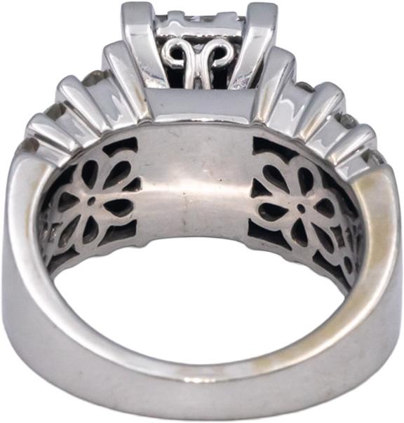 14k White Gold Princess & Round Diamond Cluster Cocktail Ring 2.0CT Size 7