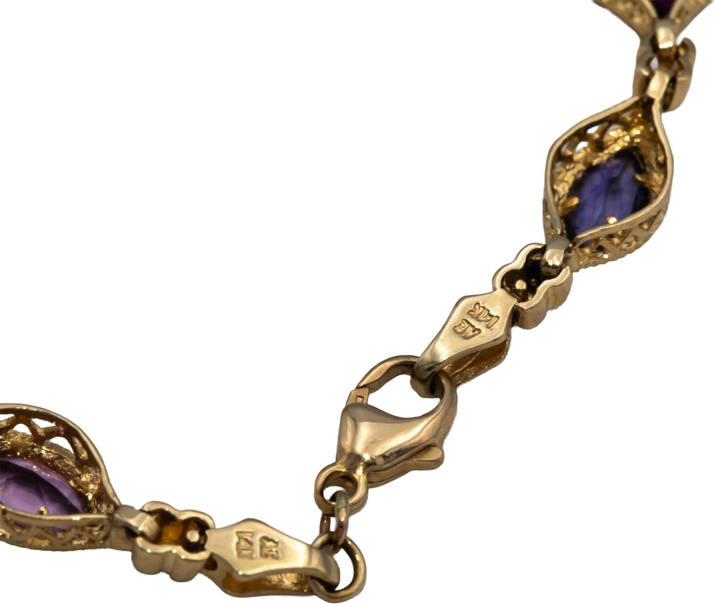 14k Yellow Gold 5.0CT Assorted Rainbow Gemstone Fancy Link Bracelet